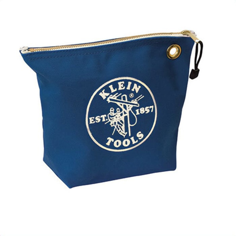 Klein 5539BLU Zipper Bag, Consumable, 10 in L x 3-1/2 in W x 8 in H Outside, Canvas, Blue, 1 Compartment
