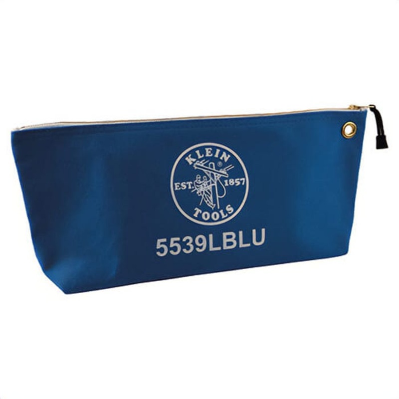 Klein 5539LBLU Canvas Tool Bag, Large Wide-Bottom, 18 in L x 3-1/2 in W x 8 in H Outside, No. 8 Canvas, Blue