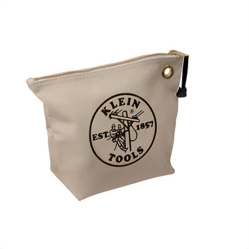 Klein 5539NAT Zipper Bag, Consumable, 10 in L x 3-1/2 in W x 8 in H Outside, Canvas, Natural, 1 Compartment