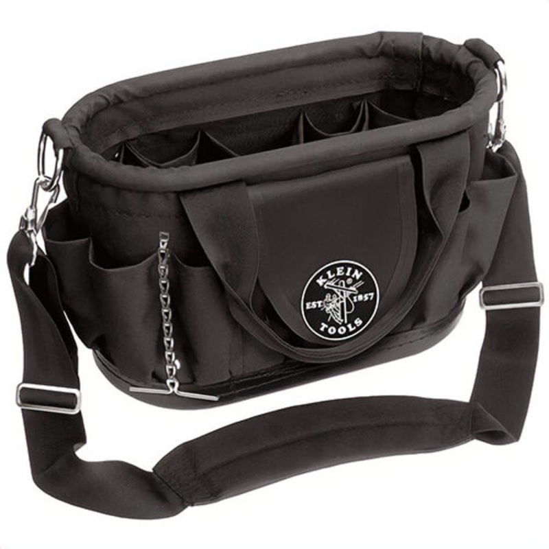 Klein 58890 Tool Tote Bag, 15-1/2 in L x 7-1/2 in W x 10 in H Outside, Polyester, 17 Compartments
