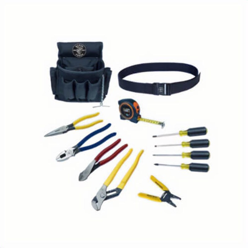 Klein 92003 Heavy Duty Electrician's Tool Set, Pouch Tool Storage, 12 pcs