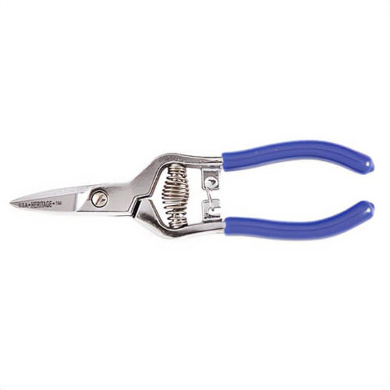 Klein Heritage 744 Self-Opening Spring Action Snip, Sharp Tip, 1 in L of Cut, Straight Snip, Carbon Steel Blade, Plastisol Coated Handle