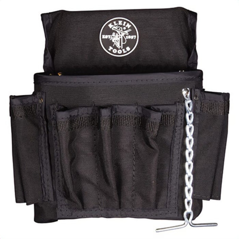 Klein PowerLine 5719 Tool Pouch, Specifications: 18 pocket, Cordura Nylon, Black, 12 in H x 11 in W x 12 in D Dimensions