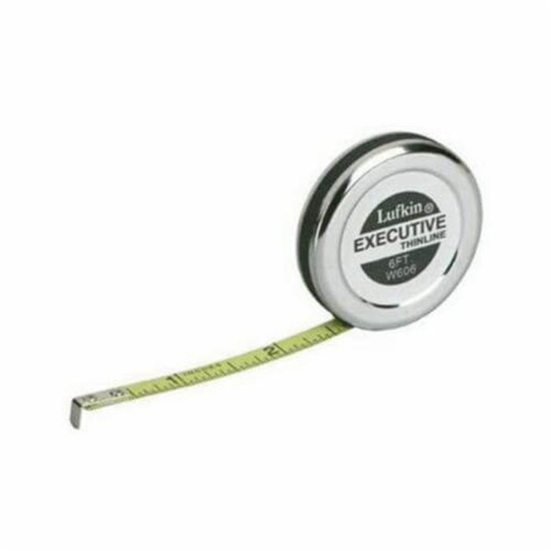 Lufkin W606 Pocket Tape Measure, Thinline, Series: Executive, Imperial, 6 ft Blade Length, 1/4 in Blade Width, Steel Blade