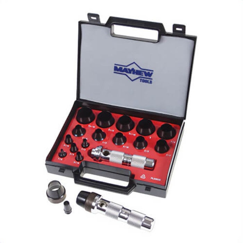 Mayhew 66000 Imperial Hollow Punch Set, 1/8 to 1-3/16 in Punch, 15 Punches, 16 pc