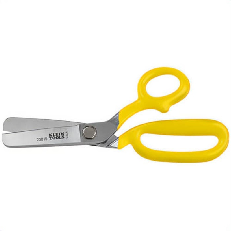 Klein 23015 Blunt Blade Shear, 3-3/16 in L of Cut, 9-3/4 in OAL, Serrated Tip, Deep Serrated Edge, Plastic Handle, Right Hand