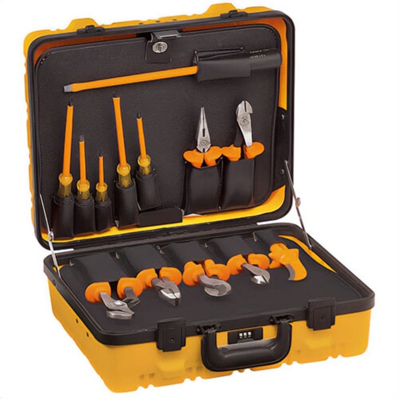 Klein 33525 Utility Tool Kit, Dual Insulated, 13 pc, Yes Insulated, High Dielectric Plastic, Orange, 15-3/8 in L x 18-7/8 in W x 8-1/4 in H