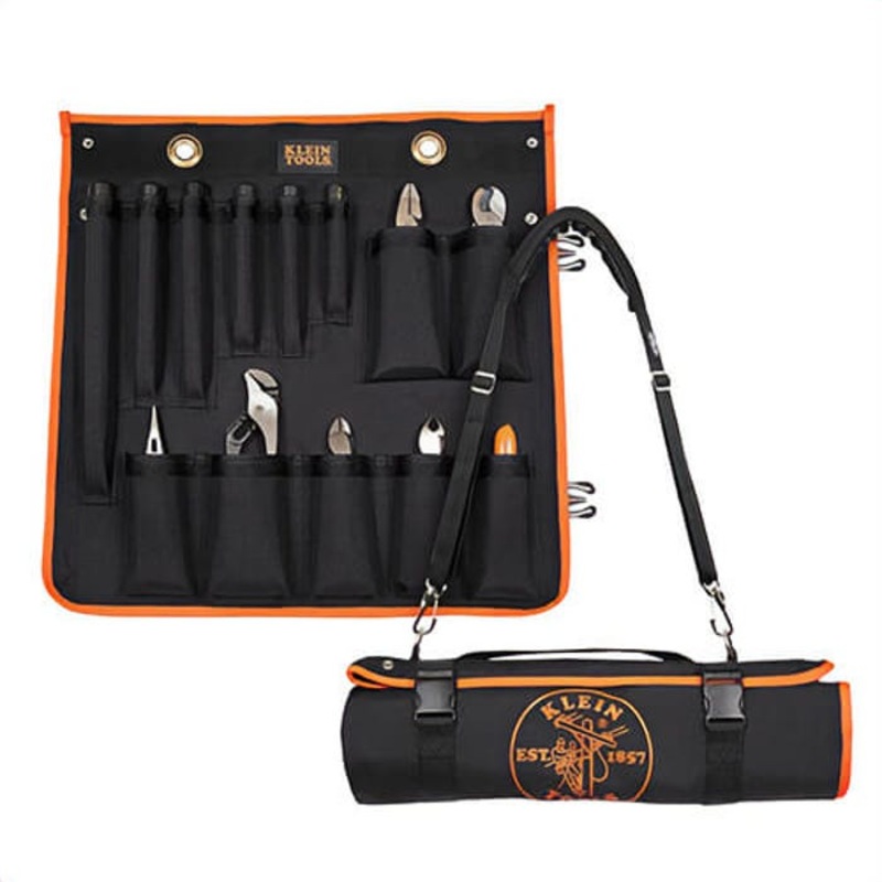Klein 33525SC Utility Tool Kit, Dual Insulated, 13 pc, Yes Insulated, High Dielectric Plastic, Orange, 24-1/2 in L x 24-1/2 in W