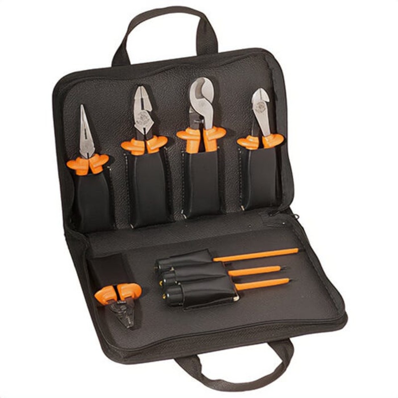 Klein 33526 Basic Tool Kit, Dual Insulated, 8 pc, Insulated: Yes, Plastic, Orange, 11 in L x 15-1/2 in W x 2-1/2 in H
