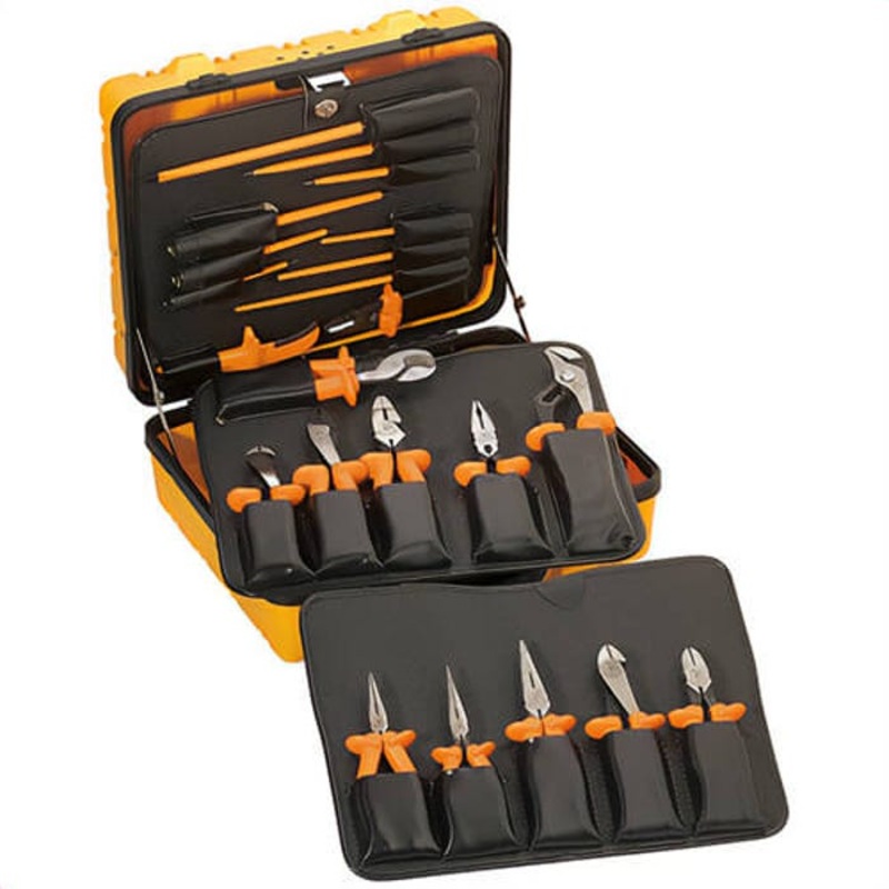 Klein 33527 Tool Kit, General Purpose Dual Insulated, 22 pc, Insulated: Yes, Plastic, Orange, 15-3/8 in L x 18-7/8 in W x 8-1/4 in H
