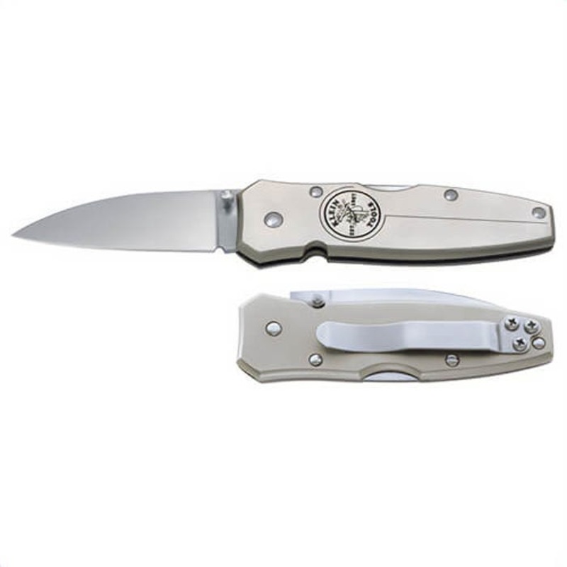 Klein 44001 1-Blade Compact Lightweight Pocket Knife, AUS8 Stainless Steel Drop Point Blade, 2-1/2 in L Blade, Lock Back Opening, Yes