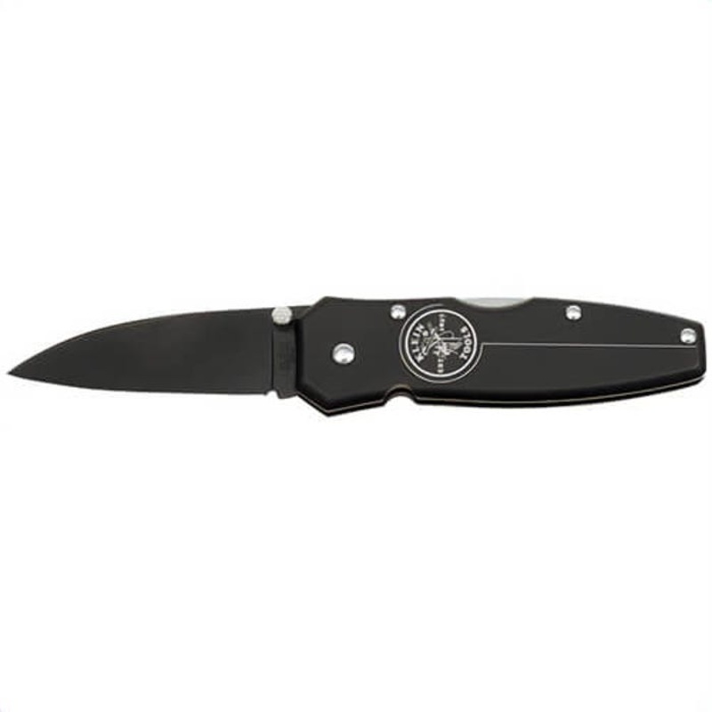 Klein 44001-BLK 1-Blade Lightweight Pocket Knife, AUS8 Stainless Steel Drop Point Blade, 2-1/2 in L Blade, Lock Back Opening, Yes