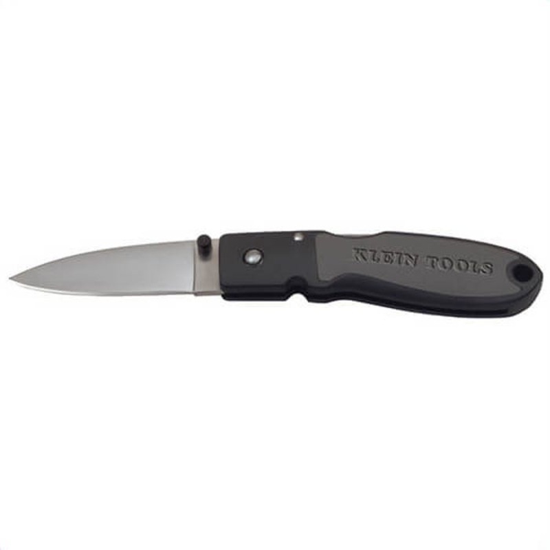 Klein 44003 1-Blade Compact Lightweight Pocket Knife, AUS8 Stainless Steel Drop Point Blade, 2-3/4 in L Blade, Lock Back Opening