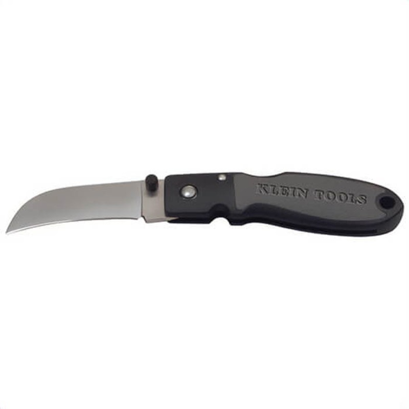 Klein 44004 1-Blade Compact Lightweight Pocket Knife, AUS8 Stainless Steel Sheepfoot Blade, 2-1/2 in L Blade, Lock Back Opening