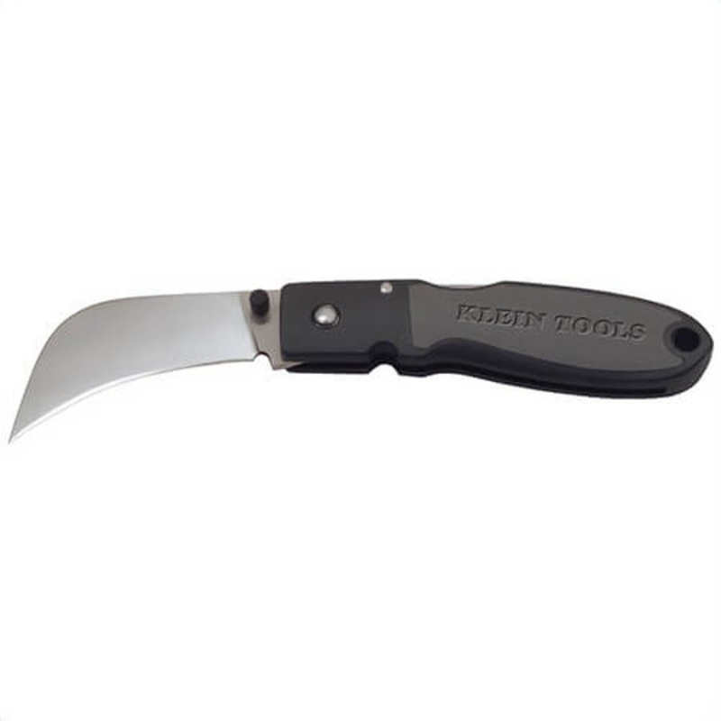 Klein 44005 1-Blade Compact Lightweight Pocket Knife, AUS8 Stainless Steel Hawkbill/Sheepsfoot Blade, 2-5/8 in L Blade, Lock Back Opening
