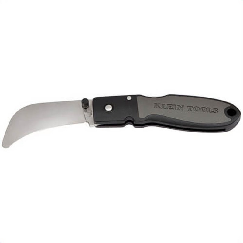Klein 44005R 1-Blade Compact Lightweight Pocket Knife, AUS8 Stainless Steel Hawkbill/Sheepsfoot Blade, 2-5/8 in L Blade, Thumb Stud/Lock Back Opening