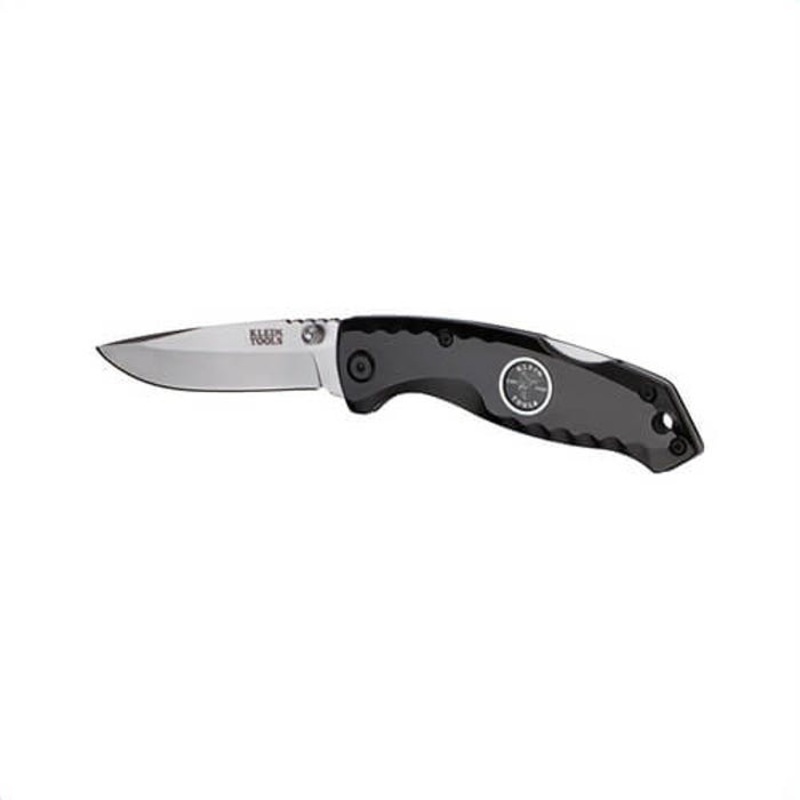 Klein 44142 1-Blade Compact Pocket Knife, 440A Stainless Steel Drop Point Blade, 2-7/8 in L Blade, Dual Thumb Stud/Lock Back Opening