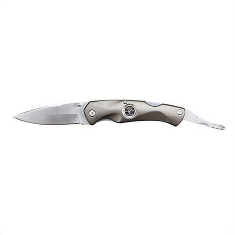 Klein 44217 Electrician's Pocket Knife with (2) Phillips Driver, 440A Stainless Steel Drop Point Blade, 3-3/8 in L Blade, Fine Edge, Yes