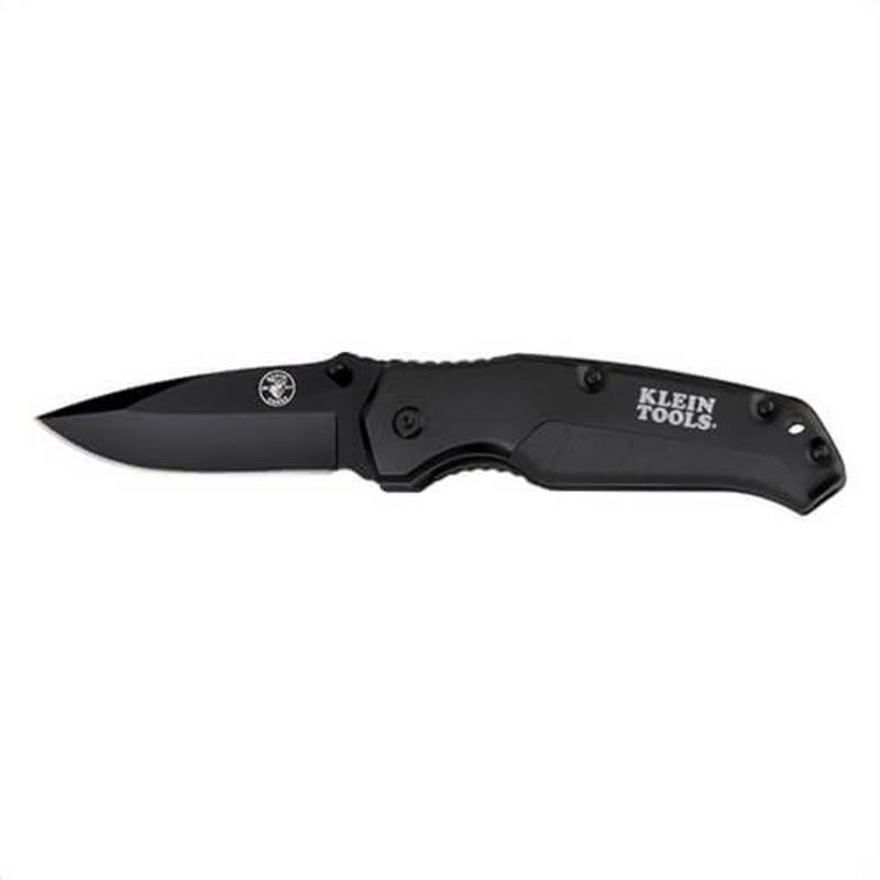 Klein 44220 Pocket Knife, 440A Stainless Steel Drop Point Blade, 3-1/2 in L Blade, Rubber Grip, Yes