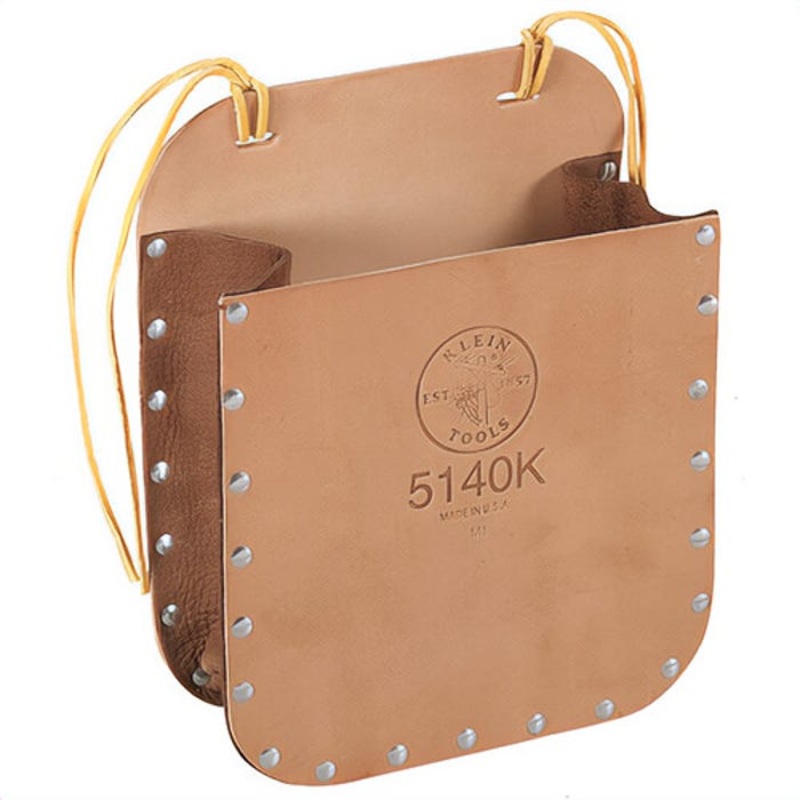 Klein 5140K Tool Bag, 3 in, 7 in L x 9 in W x 3-1/4 in H Outside, Leather, Tan, 1 Compartment