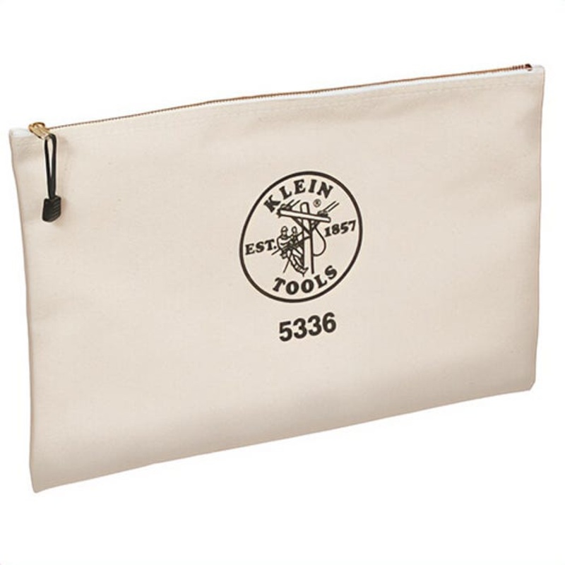 Klein 5336 Contractor's Zipper Portfolio, 17 in L x 1 in W x 12 in H Outside, Canvas, Natural, 1 Compartment