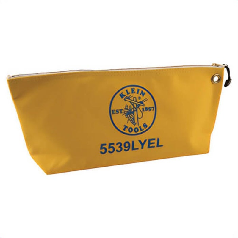Klein 5539LYEL Canvas Tool Bag, Large Wide-Bottom, 18 in L x 3-1/2 in W x 8 in H Outside, No. 8 Canvas, Yellow