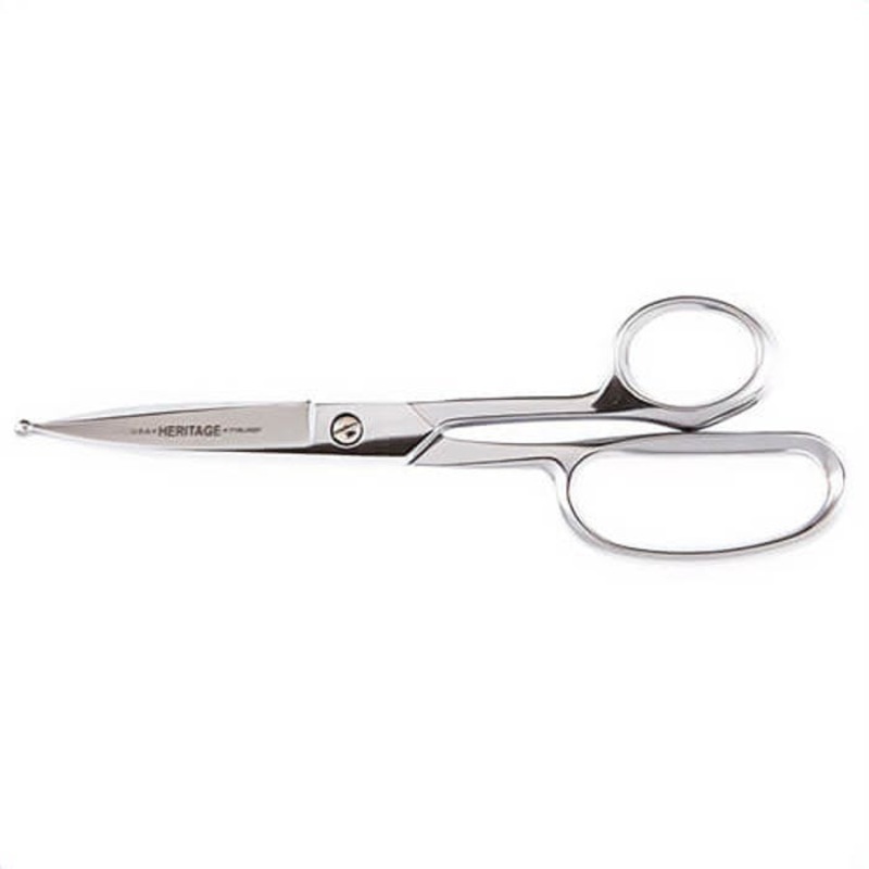 Klein 718LRBP Heritage Cutlery Heavy Duty Utility Shear with Large Rings, 3 in L of Cut, 9-1/8 in OAL, Standard Tip, Right Hand