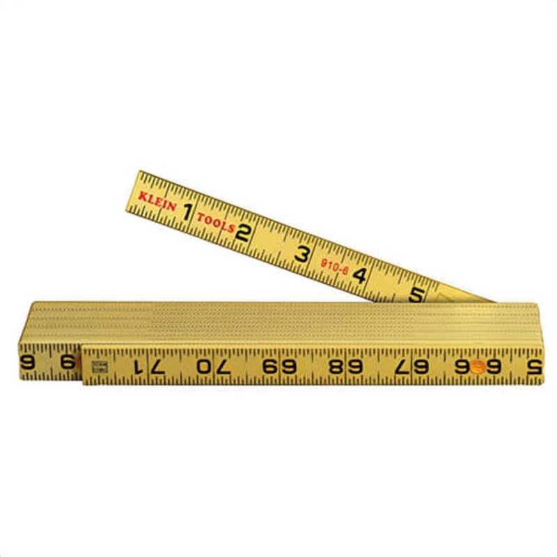 Klein 910-6 Folding Rule, Inside Reading, 6 ft Length, 3/4 in Width, Measuring System: SAE, Graduations: 1/16 in, 16 in Markings
