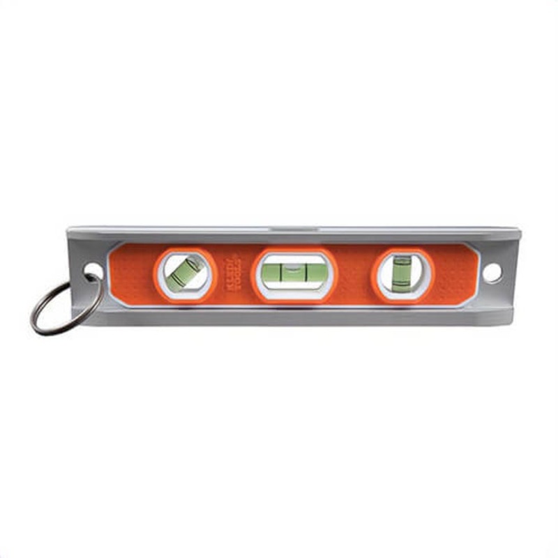 Klein 9319RETT Torpedo Level, Rare Earth Magnet, 9 in Length, 3 Vials, Acrylic Vial, 0/45/90 Vial, Aluminum