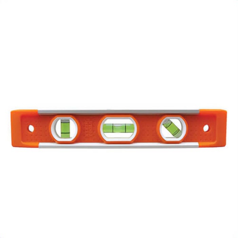 Klein 935 Torpedo Level, Rare Earth Magnet, 0.1% Accuracy, 9 in Length, 1.6 in Width, 0.65 in Height, 3 Vial, Vial Position: 0/45/90, Plastic, Orange