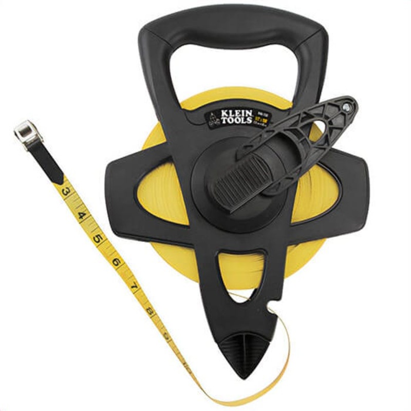 Klein 946-150 Measuring Tape, Measuring System: Imperial, 150 ft Blade Length, 1/2 in Blade Width, Woven Fiberglass Blade