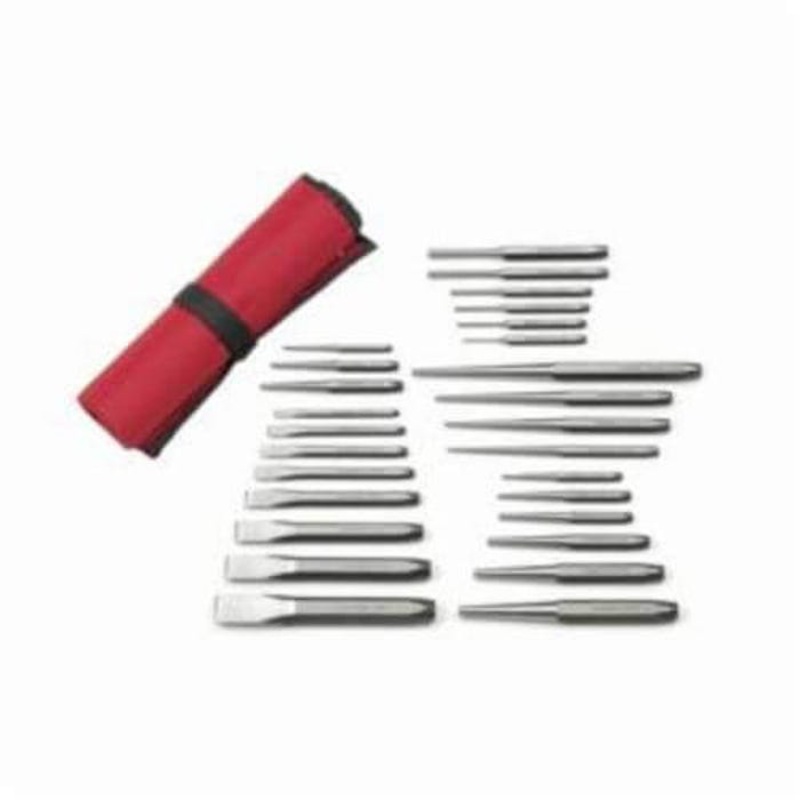 GearWrench 82306 Punch and Chisel Set, 1/4 to 1 in Chisel, 15/16 to 3/8 in Punch, 11 in OAL, 19 Punches, 8 Chisels, 27 pc, Centre