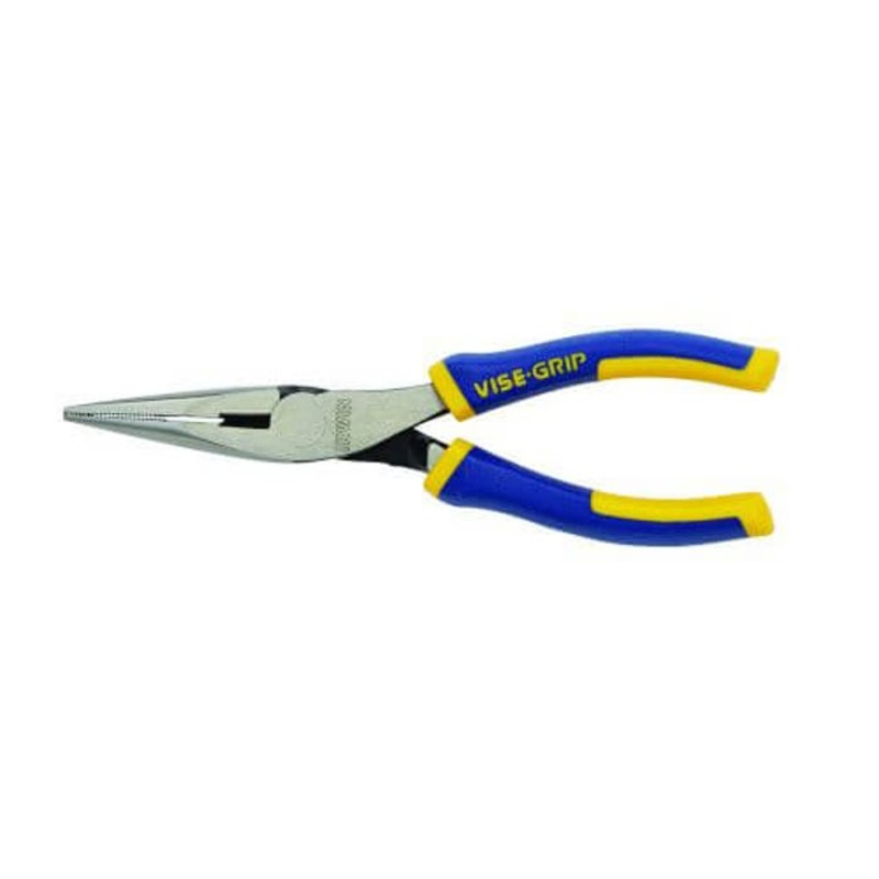 Irwin 2078216 Vise-Grip Long Nose Plier with Side Cutter, Serrated Nickel Chromium Steel Jaw, 1-25/32 in L x 23/32 in W Jaw, 6 in OAL, 1/8 in W Tip
