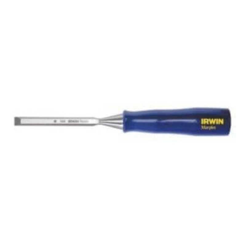 Irwin Marples M44438N Blue Chip Woodworking Chisel, 3/8 in Beveled High Quality Hardened Steel Tip, 4-1/2 in OAL, 3/8 in W Blade, Polypropylene Handle