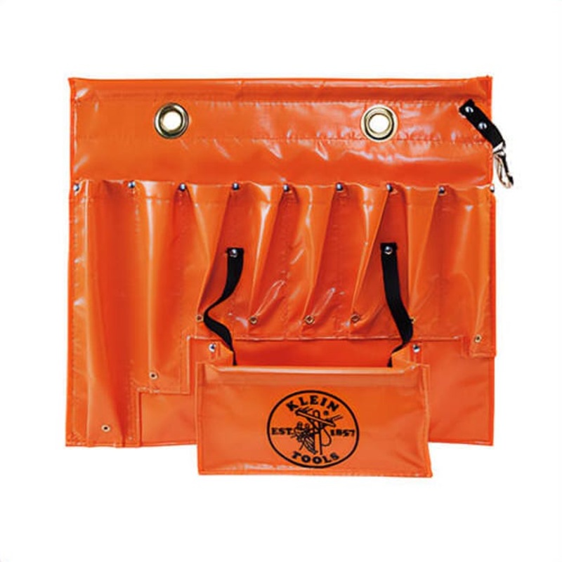 Klein 51828 Aerial Apron, S, 8 Pockets, Vinyl, Orange