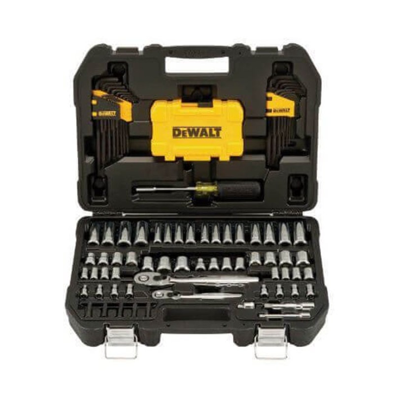 DeWALT DWMT73801 Mechanic's Socket Tool Set, Case Tool Storage, 1/4 in, 3/8 in Drive, 6-Point, 108 pc