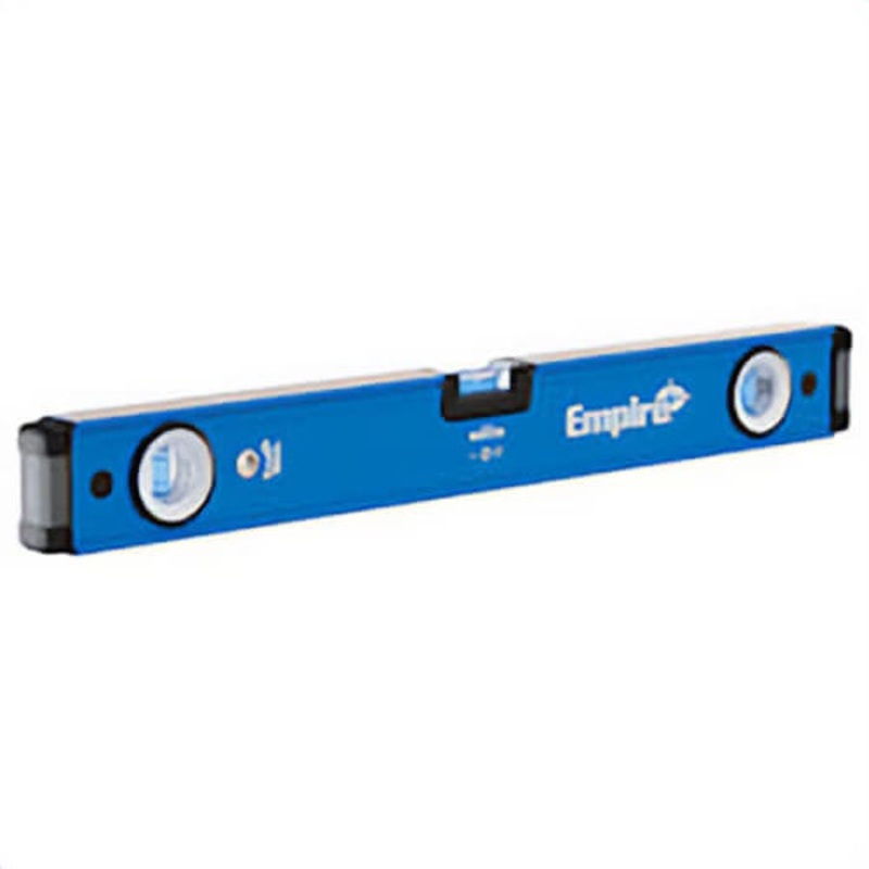 Empire E75.24 True Blue E75 Box Level, 24 in L, 3 Vials, Aluminum, (1) Level/(2) Plumb Vial Position