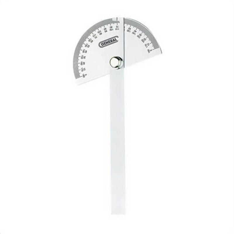 General 18 Round Head Protractor, 0 to 180 Measuring, 6 in Blade, SS