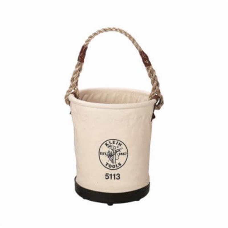 Klein 5113 Heavy Duty Tapered Wall Bucket, 13 in H, 1 Pocket, #6 Canvas, Natural