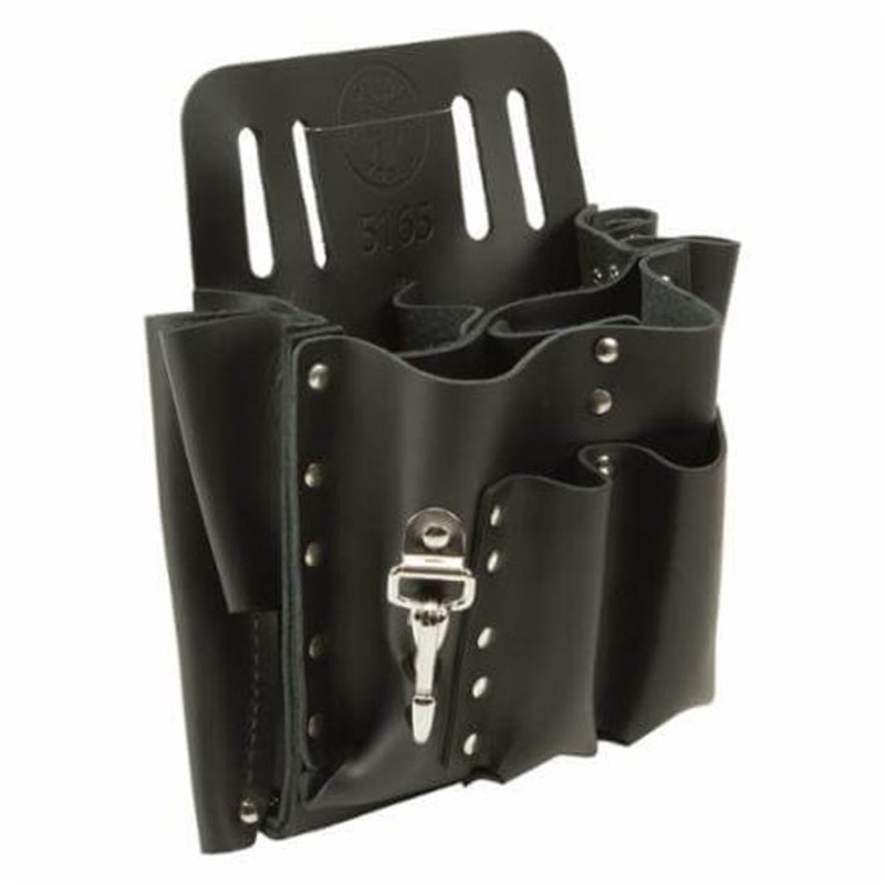 Klein 5165 Multi pocket Tool Pouch, 10 pocket, For use with Knife, Pliers and Screwdrivers, Leather, Black