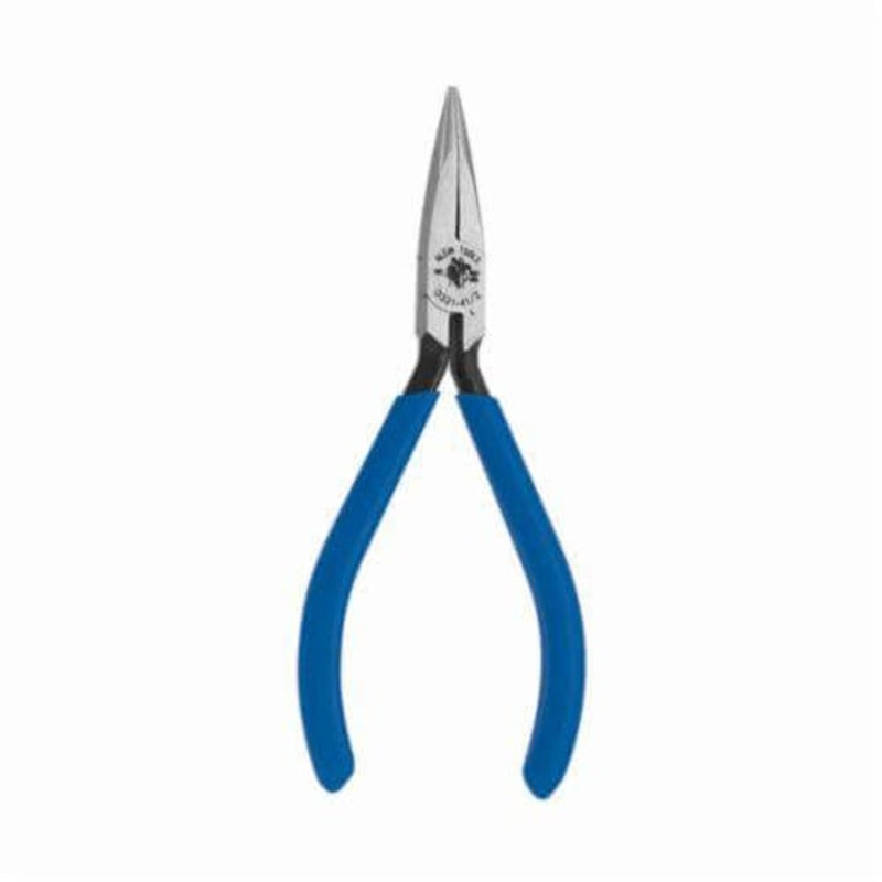 Klein D321-41/2C Electronic Slim Long Nose Plier with Spring, Knurled/Serrated Steel Jaw, 1.063 in L x 0.438 in W Jaw, 4.813 in OAL