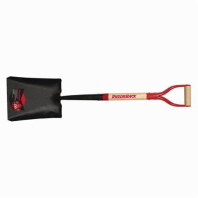 Razor-Back 55221 Square Point Shovel with Traditional Socket, Steel Blade, 27 in Handle Length, Hardwood Handle