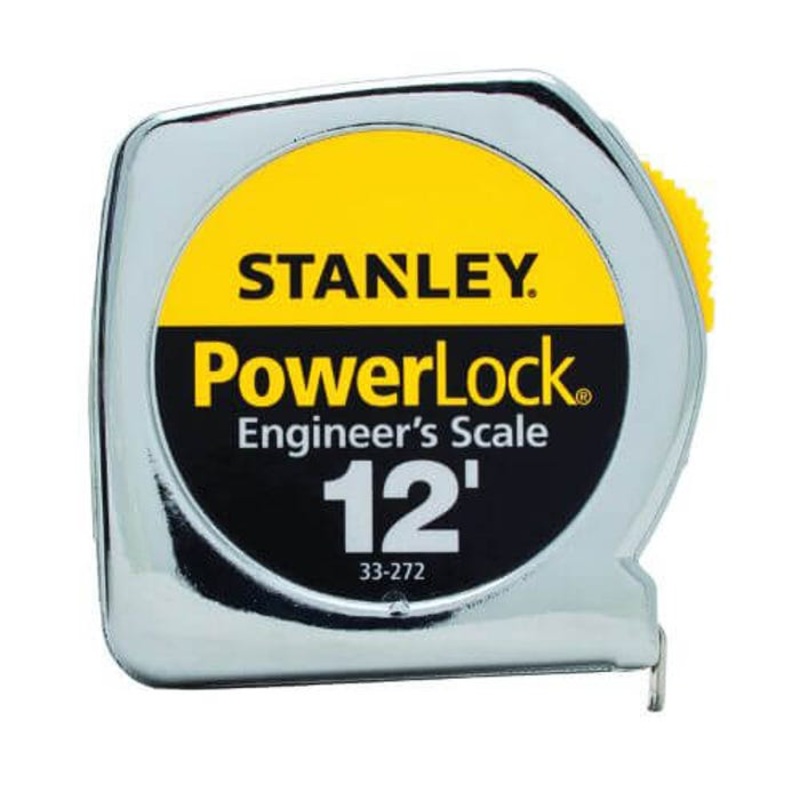 Stanley 33-272 Heavy Duty Decimal Scale Tape Rule with BladeArmor, 12 ft L x 1/2 in W Blade, Mylar Polyester Film Blade