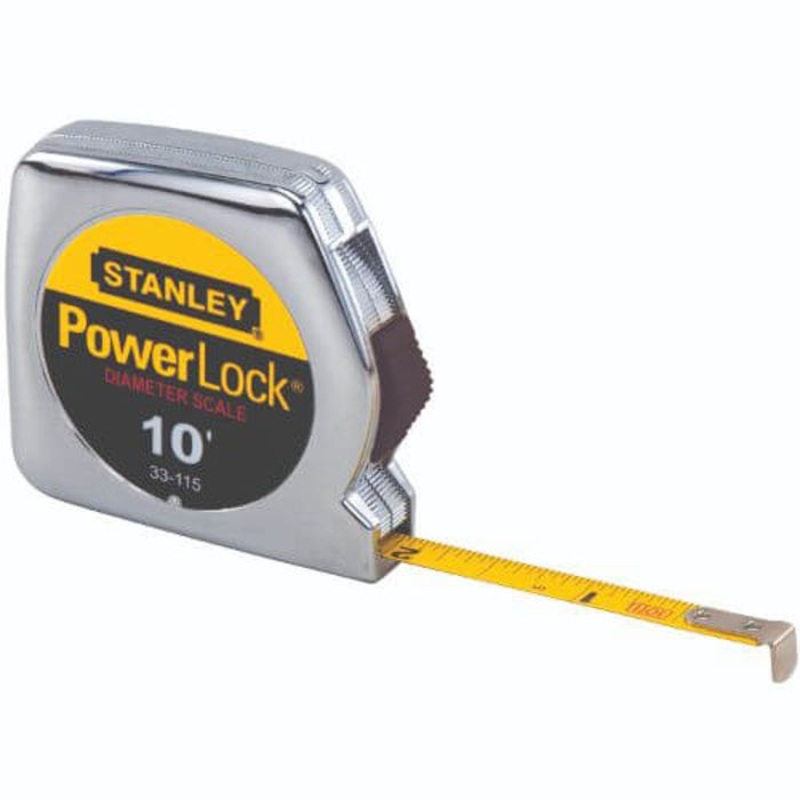 Stanley PowerLock 33-115 Pocket Tape Rule, 10 ft L x 1/4 in W Blade, Steel Blade, Imperial Measuring System, 1/64ths Graduation