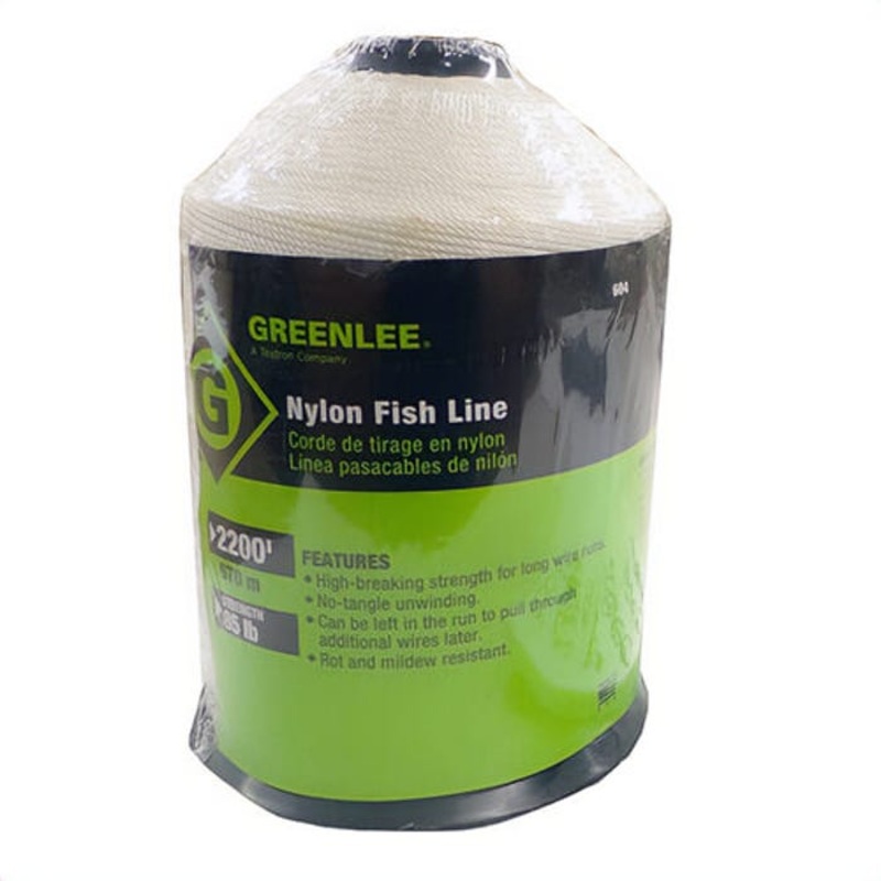 Greenlee 604 Conduit Fishline, 85 lb Tensile, 2200 ft L, Nylon, for Use with Mighty Mouser Blow Gun