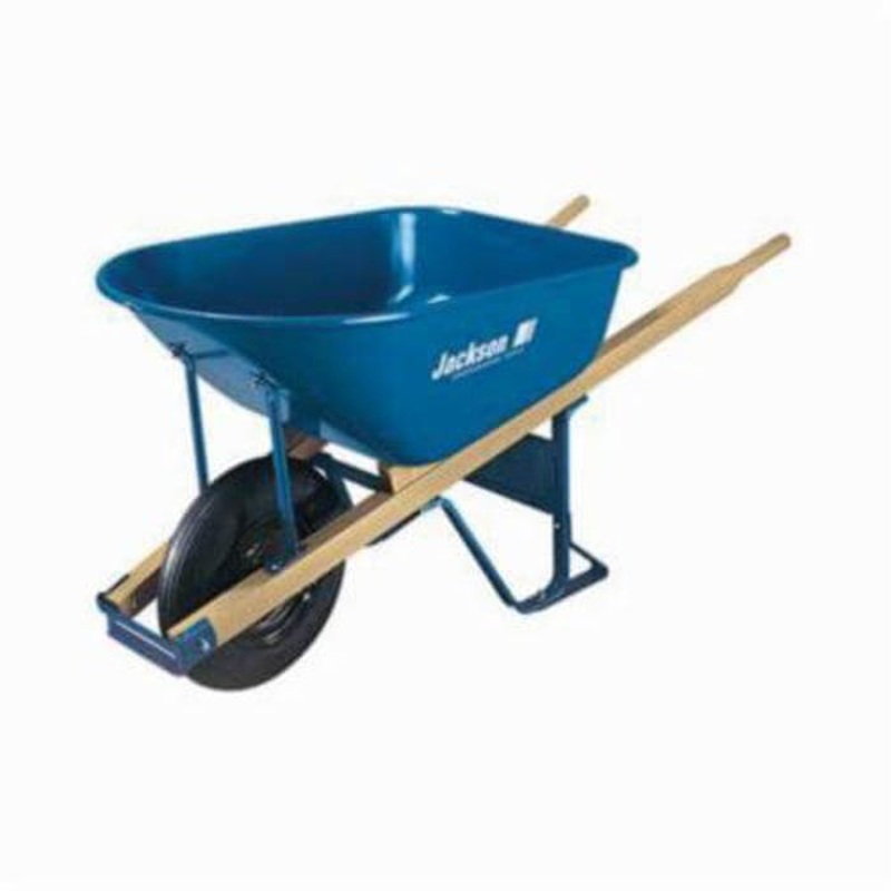 Jackson 00101700 Heavy Duty Contractor Wheelbarrow, 6 cu-ft, 1 Wheel, Tubed Tire, Steel Tray, Wood Handle
