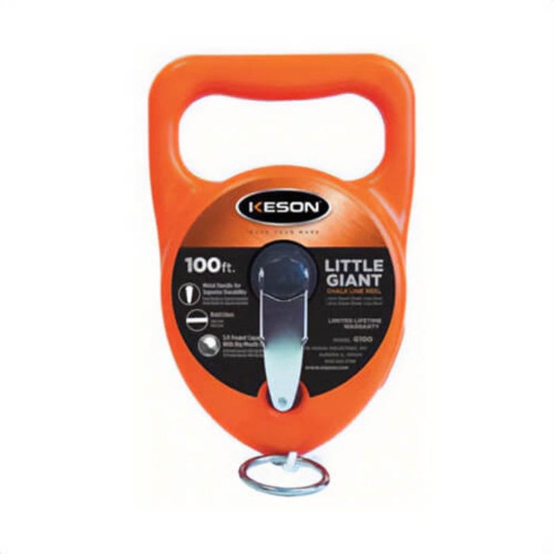Keson G130 Giant String Chalk Line Reel, 130 ft L Poly Synthetic Line, 24 oz Chalk