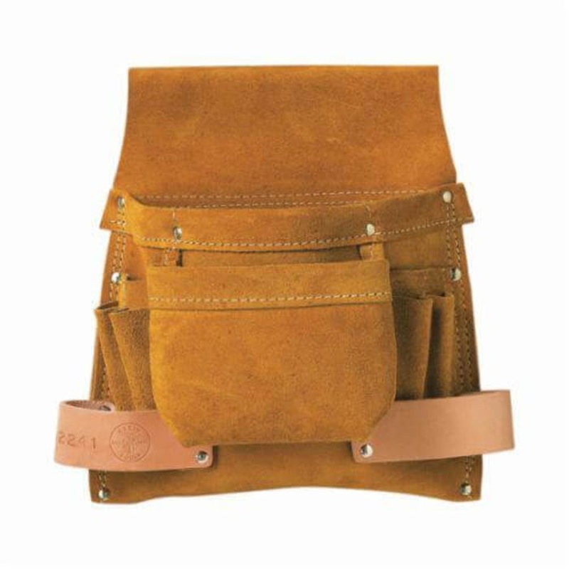 Klein 42241 Combination Nail/Screw and Tool Pouch, 6 pocket, For use with Tools and Hammers, Leather, Tan