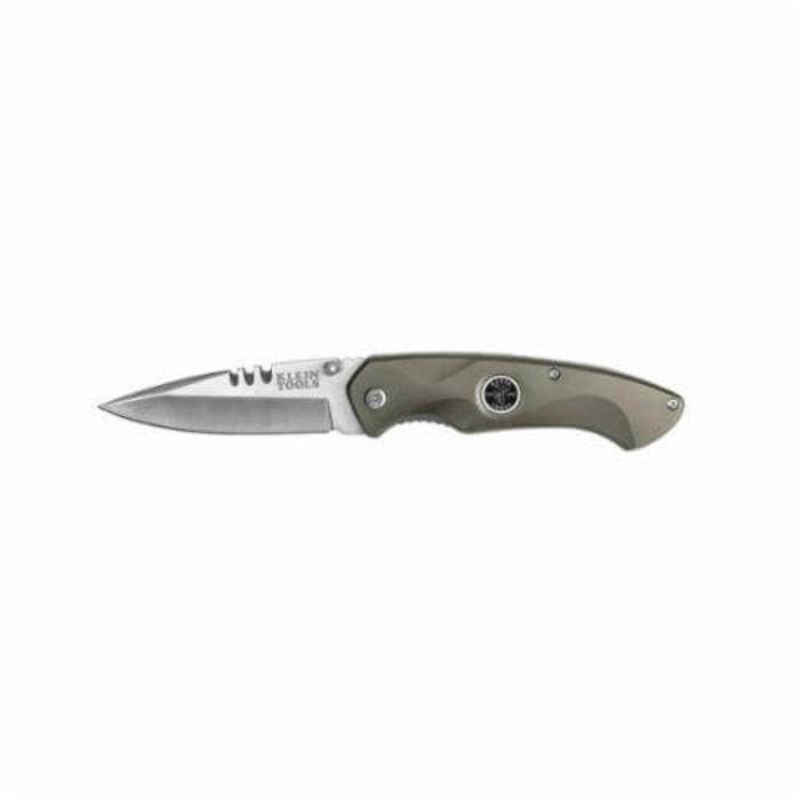 Klein 44201 1-Blade Electrician's Pocket Knife, 440A SS Drop Point Blade, 3-3/8 in L Blade, Dual Thumb Stud Opening, Yes