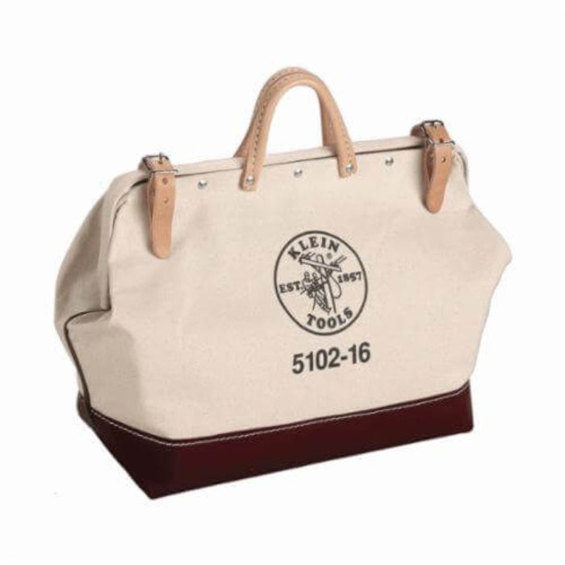 Klein 5102-16 Canvas Tool Bag, Heavy-Duty No. 8 Canvas, Natural/Brown, 16 in